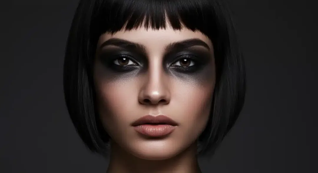 Modelo luciendo un maquillaje de ojos 'Soft Grunge' con sombras oscuras y difuminadas.