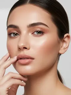 Mujer con maquillaje 'no makeup' radiante y natural que dura todo el día, destacando la frescura y la luminosidad de la piel en 2025.