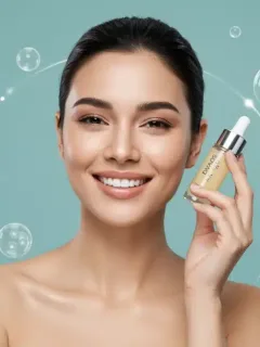 Mujer joven aplicando un sérum avanzado para combatir el envejecimiento prematuro en 2025.