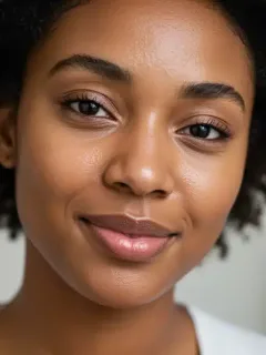 Mujer con piel radiante y saludable, sosteniendo un frasco de retinol, simbolizando los resultados de su uso correcto.