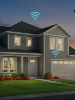 Hogar inteligente con sistema de seguridad integrado en Estados Unidos, mostrando cámaras y sensores conectados.