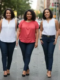 Mujeres con diferentes tipos de cuerpo luciendo ropa que realza su figura en un entorno urbano de Estados Unidos.