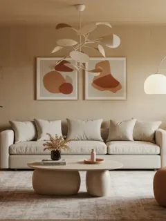 Salón moderno con tendencias de decoración 2025 en Estados Unidos