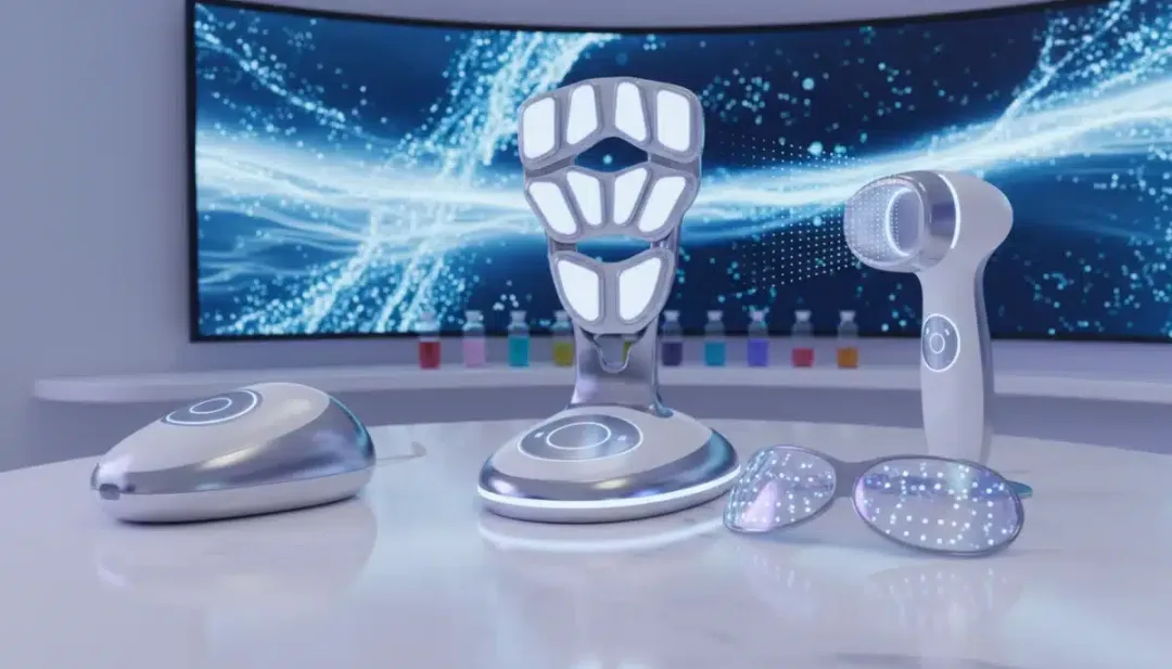 Tecnología en belleza: gadgets futuristas para el cuidado facial en un spa moderno.