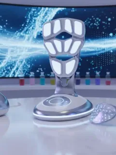 Tecnología en belleza: gadgets futuristas para el cuidado facial en un spa moderno.
