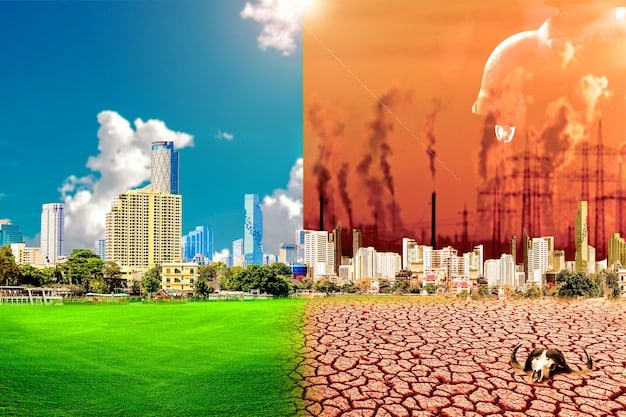 A split image showing a chart of rising climate change-related disasters in the US on one side, and a line graph of increasing poverty rates on the other, symbolizing the dual pressures driving up relief funding needs.