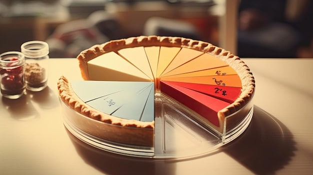 A pie chart showing the allocation of UN relief funds in the US, broken down by sector (e.g., food, shelter, medical aid), with percentages clearly labeled.