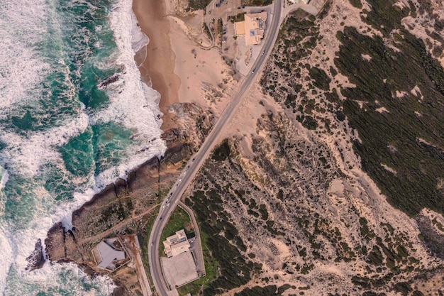A split-screen image showing before-and-after satellite imagery of a coastal area in the US devastated by a hurricane, highlighting the UN's role in rapid damage assessment.