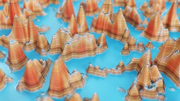 A graphic visualization of a predictive model for resource allocation, displaying different layers of data including population density, infrastructure, and potential disaster zones.