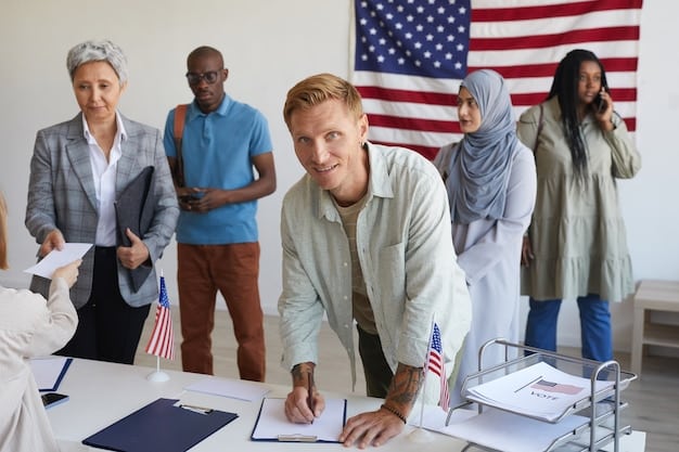 A group of aid workers from a US-based organization are participating in a strategic planning meeting, reviewing maps, data, and other information. The setting is a well-lit office space with monitors displaying refugee statistics and operational plans.