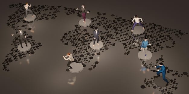 A global map highlighting the various routes and destinations of human trafficking, with icons representing different international aid organizations working to combat it. This illustrates the global scope and collaborative efforts involved.