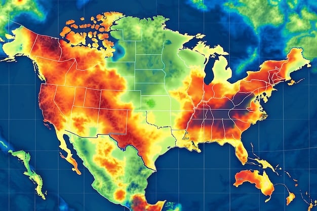 A detailed map of the United States highlighting areas with high risks of specific natural disasters such as hurricanes, wildfires, earthquakes, and floods. The map uses color-coded regions to indicate the severity of each risk.