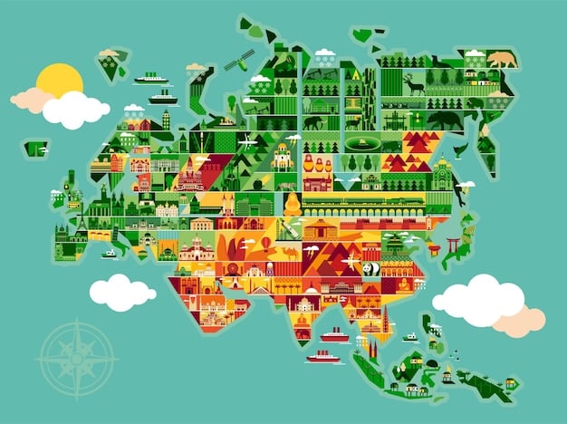 A detailed map showing different US regions color-coded by the frequency and types of natural disasters they face, such as earthquakes in the West, hurricanes in the Southeast, and tornadoes in the Midwest.