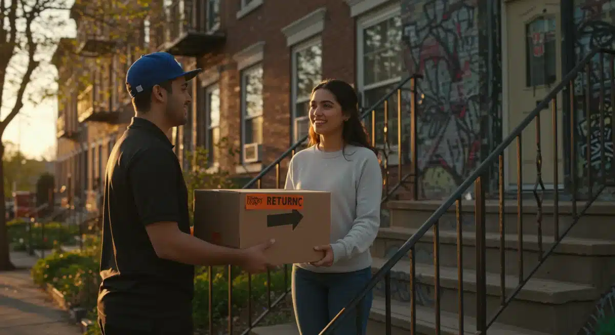 Devolución de un paquete de ropa online en Estados Unidos.
