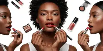 Mujeres de diversos tonos de piel aplicando diferentes tonos de labial rojo.