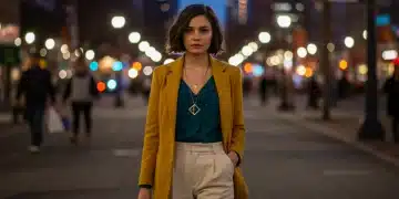 Mujer elegante combinando colores de ropa en un look moderno y sofisticado en una ciudad de Estados Unidos en 2025.