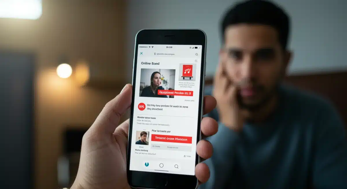 Persona examinando una oferta sospechosa de zapatillas en una tienda online.