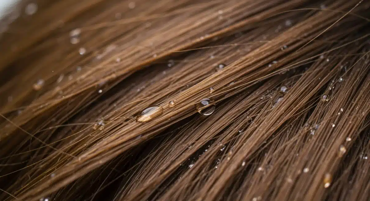 Mechones de pelo sano y brillante tras un tratamiento de hidratación profunda.