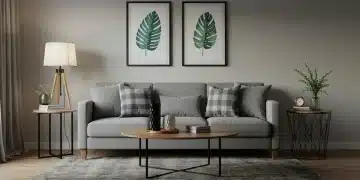Salón moderno y acogedor con muebles bien elegidos en un hogar estadounidense.