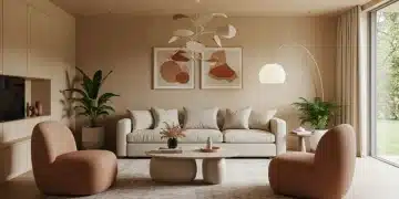 Salón moderno con tendencias de decoración 2025 en Estados Unidos