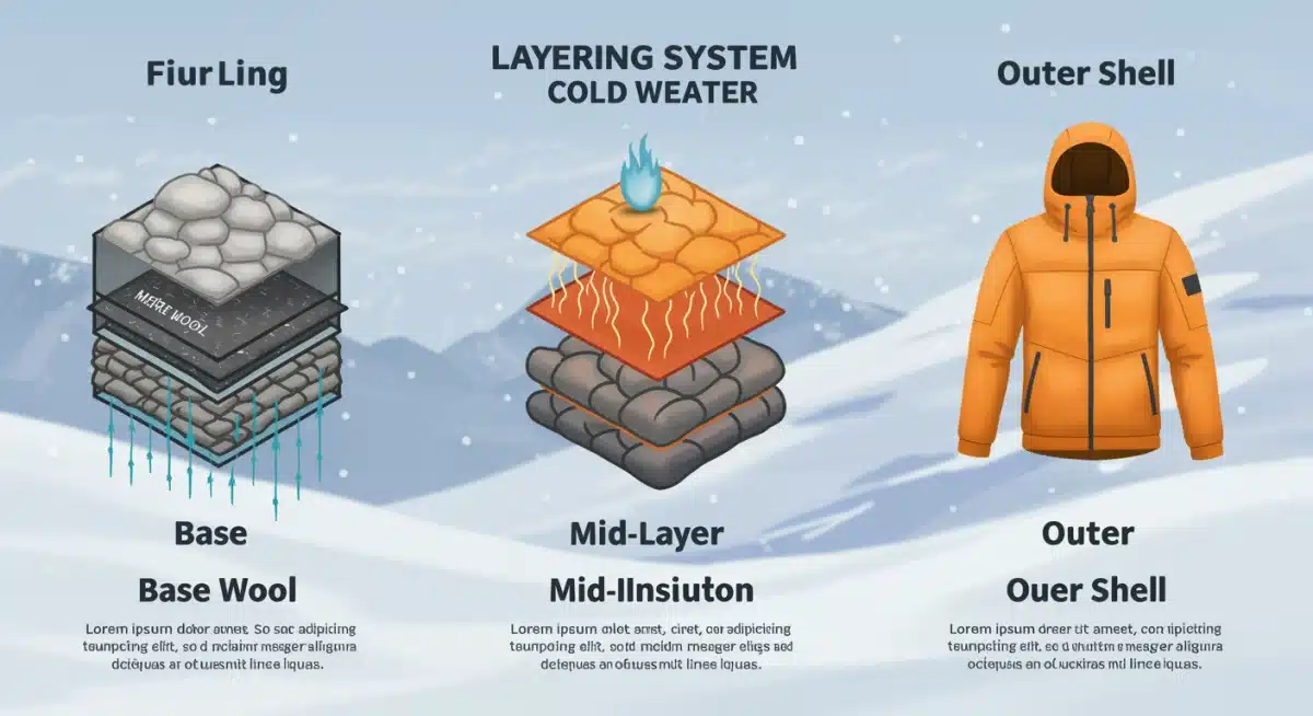 Infografía sobre el sistema de capas de ropa para el frío extremo.