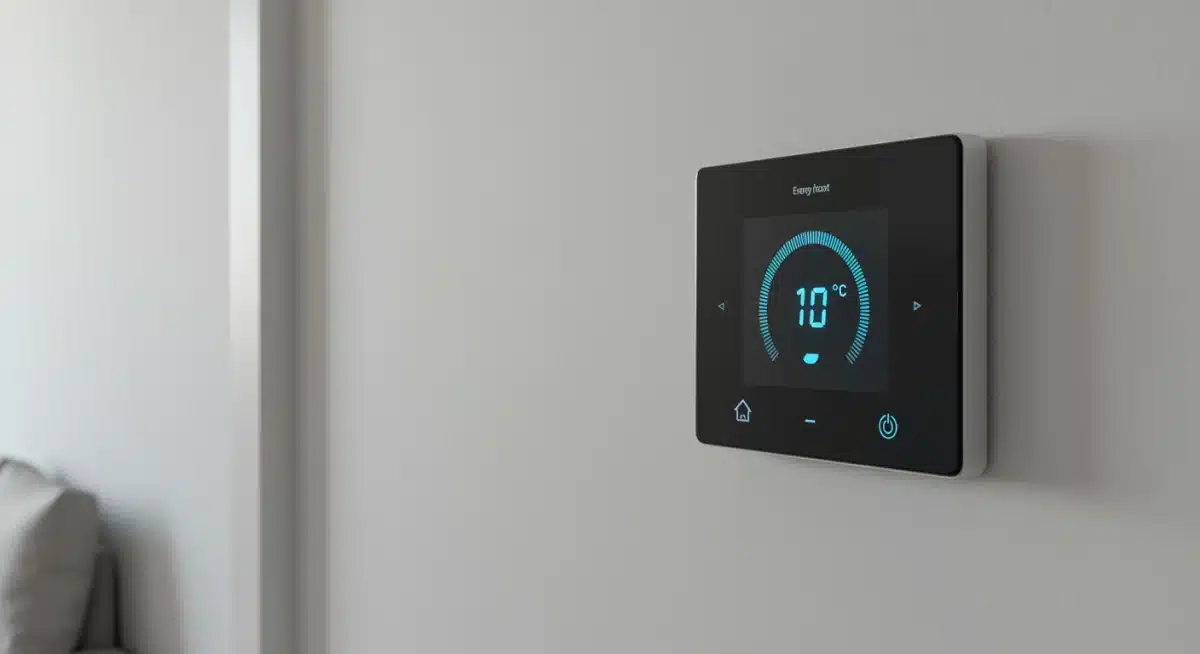 Termostato inteligente mostrando configuración de baja temperatura para ahorro energético.