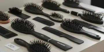 Variedad de cepillos y peines para diferentes tipos de cabello, destacando opciones para 2025.