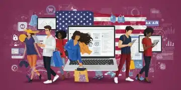 Mujer comprando ropa en línea, reflejando el impacto del e-commerce en Estados Unidos.
