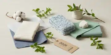 Materiales textiles sostenibles para la ropa del futuro en 2026, incluyendo algodón orgánico y poliéster reciclado.